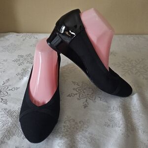 Kelly & Katie Black Women's  Heeled Loafer Slip On Patent Black SZ 9.5M